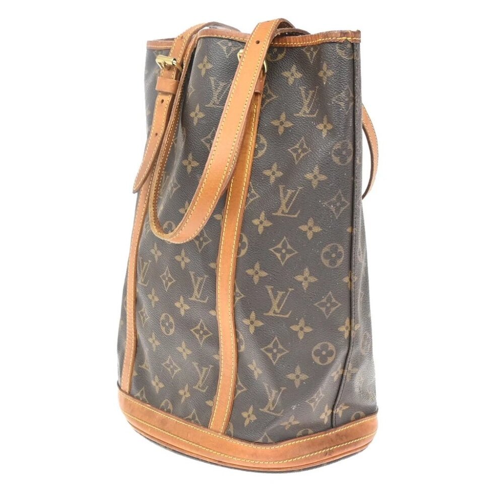 LOUIS VUITTON BUCKET GM Shoulder Tote Bag Monogram Leather Brown - Picture 12 of 13